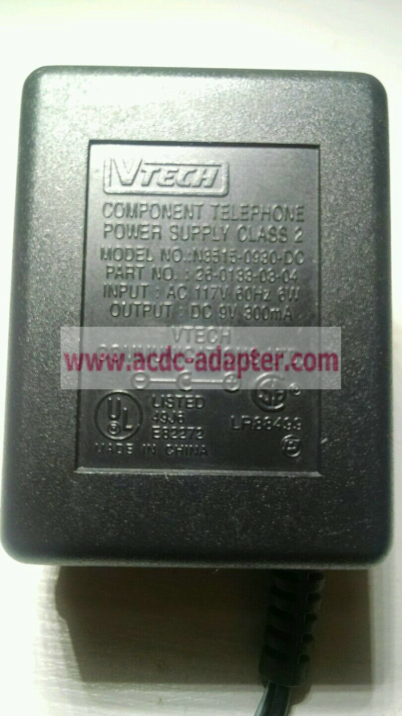 VTECH N3515-0930-DC 26-0133-03-04 Component Telephone Class 2 9V 300mA AC DC Power